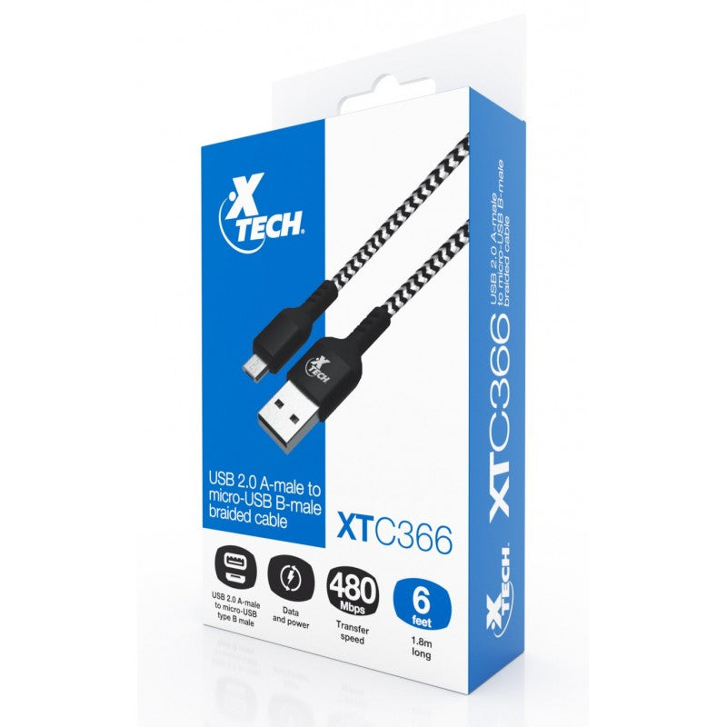 Xtech XTC-366 Cable trenzado USB 2.0 macho A a micro-USB macho B