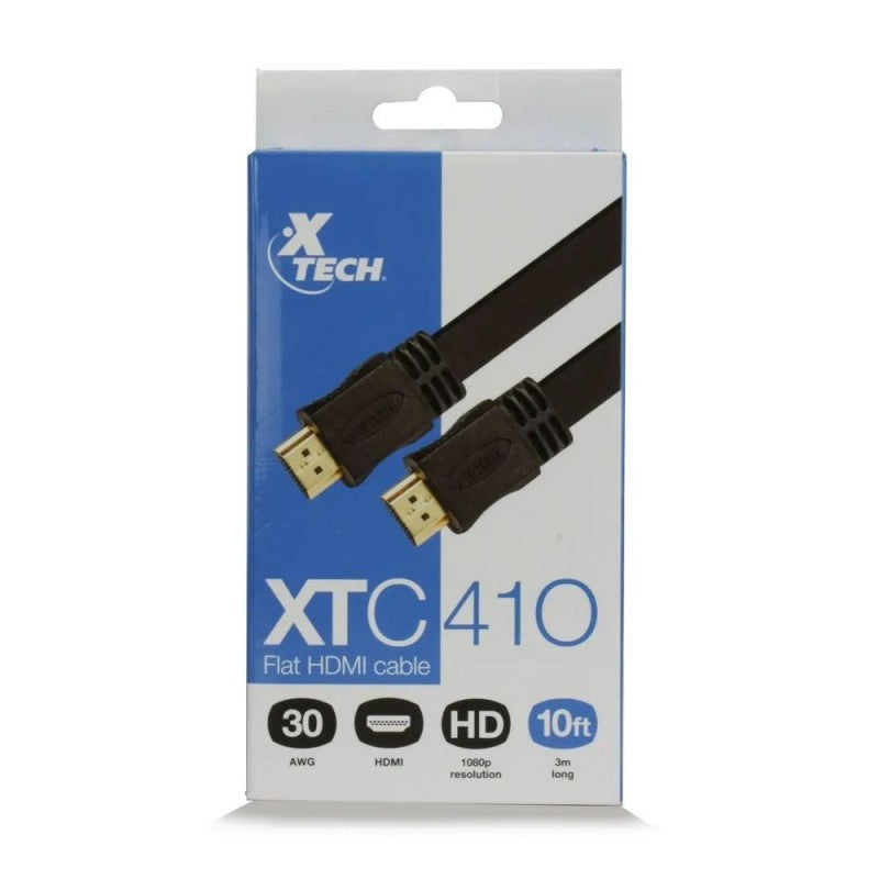 Xtech XTC410 Cable HDMI plano con conector macho a macho, 3m