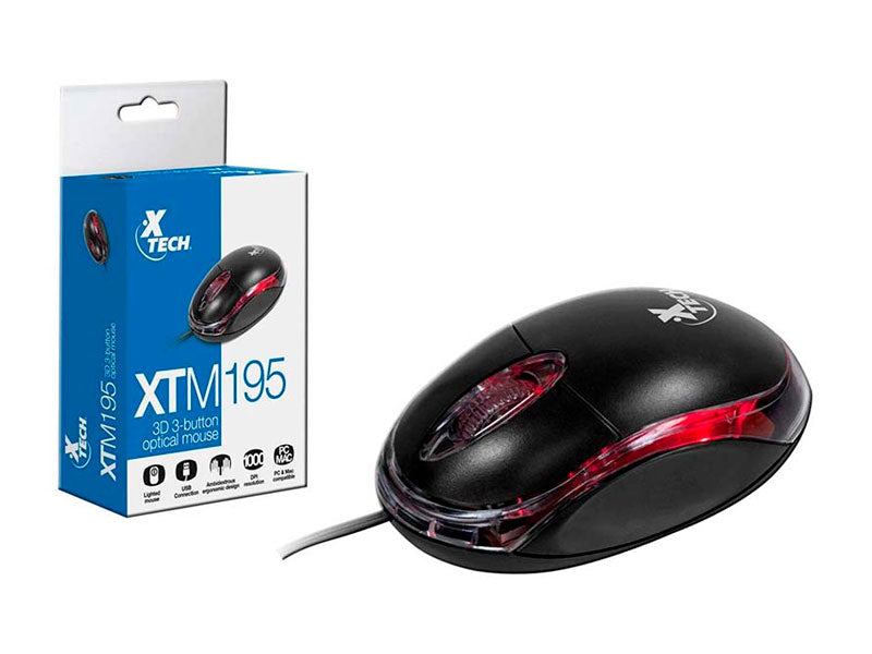 XTECH XTM-195 MOUSE OPTICO USB 1000DPI