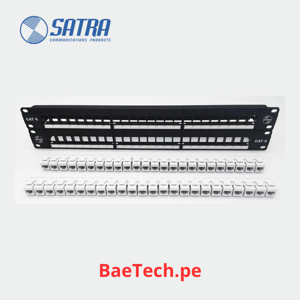Pacth panel Cat 6 de 48 puertos SATRA 0102024804 Panel de conexion modular cargado con jacks