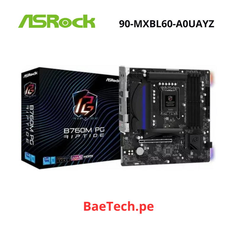 PLACA MADRE INTEL LGA 1700 ASROCK B760M PG RIPTIDE | DDR5 | BUSS 7200MHZ | RGB | (90-MXBL60-A0UAYZ)