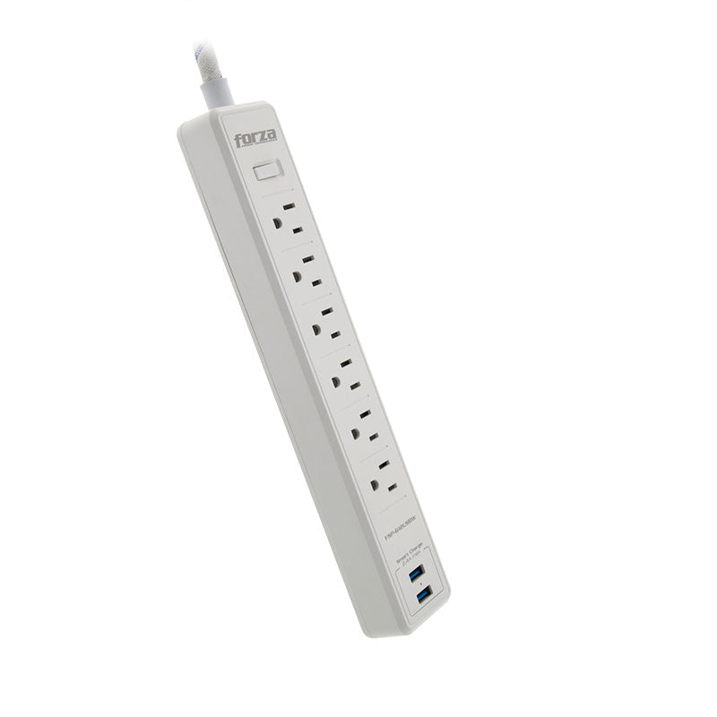 Regleta Supresor (6 Servicios+2 Usb)  110/220V FORZA (FSP-612USBW)