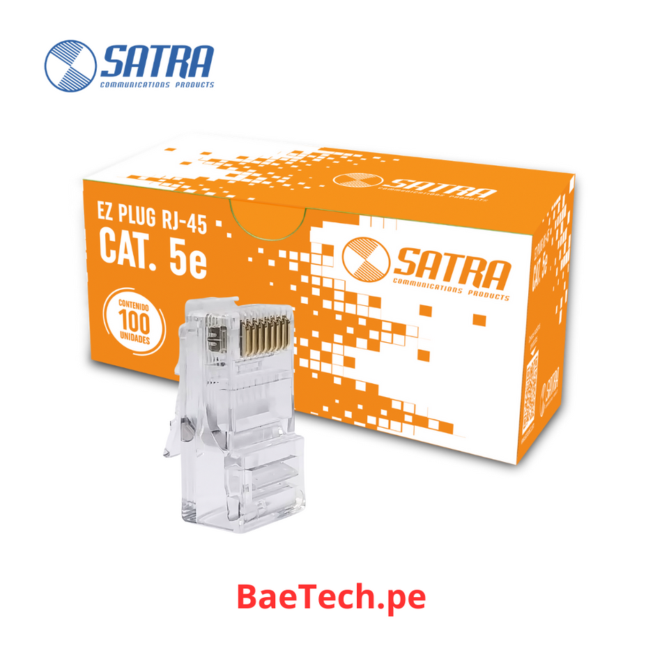 EZ Conector Plug RJ45 CAT 5E con Secuencia de Colores Caja x 100unid - SATRA 101040002
