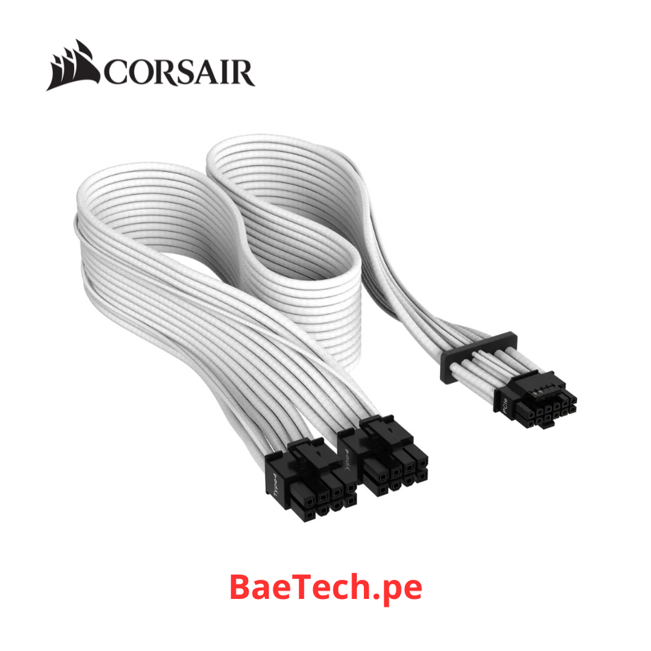 CABLE CORSAIR PRÉMIUM CON FUNDAS INDIVIDUALES PCIE GEN 5 12VHPWR DE 600 W Y 12+4 PATILLAS CON FUNDA INDIVIDUAL BLANCO CP-8920332