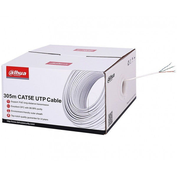 Cable de red UTP Cat 5E DAHUA DH-PFM920I-5EUN cobre caja x 305m interior chaqueta gris