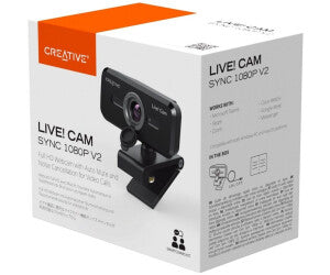 CAMARA CREATIVE LIVE! CAM SYNC V2 FHD 1080P C/TAPA DUAL MIC USB BLACK (73VF088000000)