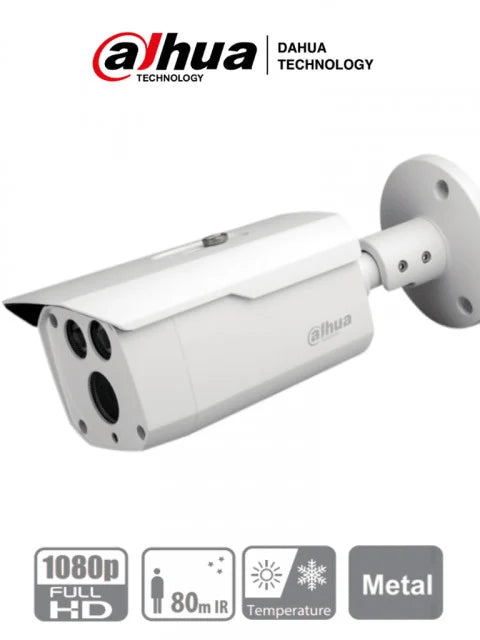 Camara de vigilancia 2MP DAHUA HAC-HFW1200D-0360B-S4 tubo HDCVI FULL HD metal IR 80mts