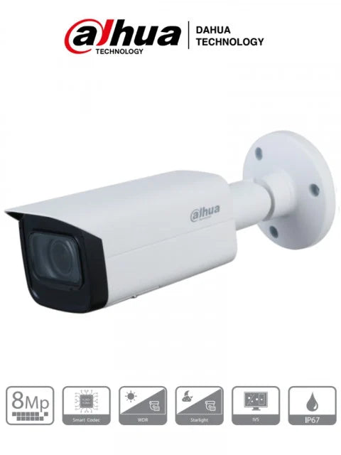 DAHUA IPC-HFW2831T-ZS-S2 - CAMARA IP TUBO EXTERIOR | STARLIGHT | 4K | 8.0 MP | IR 60M | WDR 120dB | IP67 | PoE