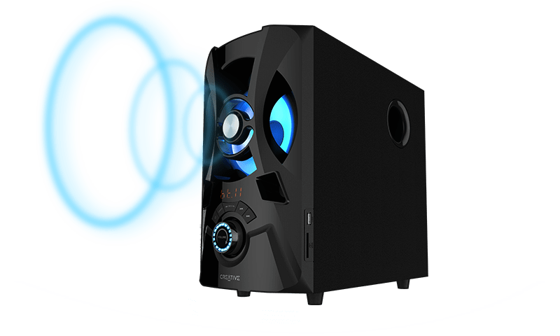 PARLANTE CREATIVE E2900 2.1 60W/120W BT/ FM/ USB/ SD/ 3.5MM 220V LUZ LED BLACK (51MF0490AA001)