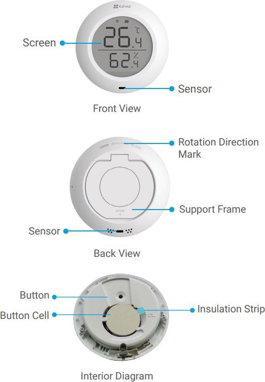 Sensor de temperatura y humedad Smart Inteligente Wifi Inalambrico EZVIZ CS-T51C