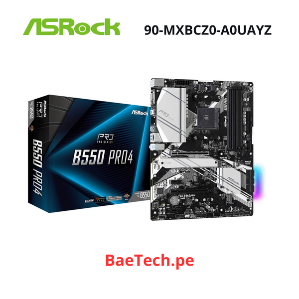 PLACA MADRE ASROCK B550 PRO4 AM4 PARA PROCESADORES AMD RYZEN, 4 RANURAS DDR4 HASTA 128GB - 90-MXBCZ0-A0UAYZ
