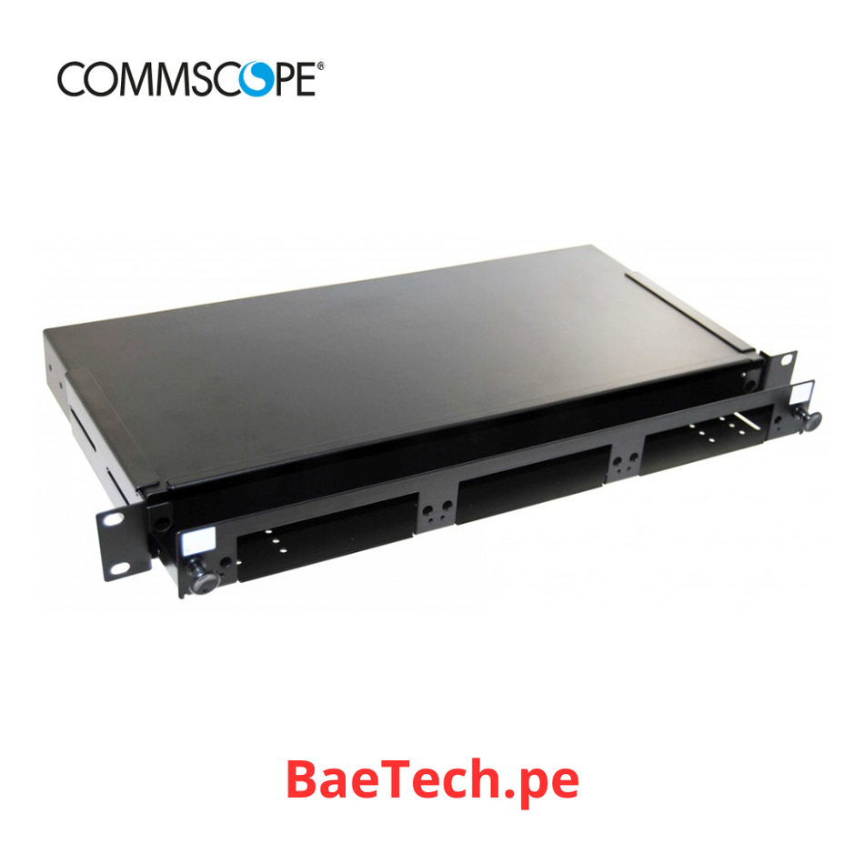 COMMSCOPE Bandeja FO Rackeable 1-RU para 3 Paneles (No incluye paneles) Medidas: 429mm x 300mm x 43mm. Código 1348876-4