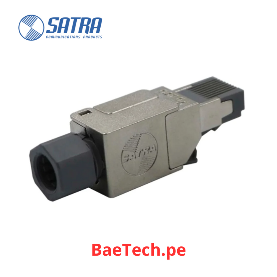 Conector plug macho rj45 Categoria 6A SATRA 103040001 blindado. No requiere herramienta para su terminacion