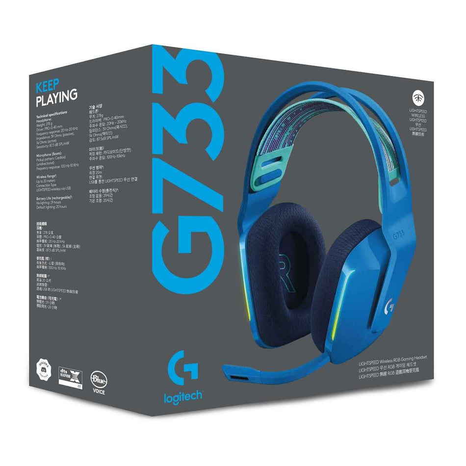 AUDIFONO C/MICROF. LOGITECH G733 VELOCIDAD DE LA LUZ AZUL (981-000942)