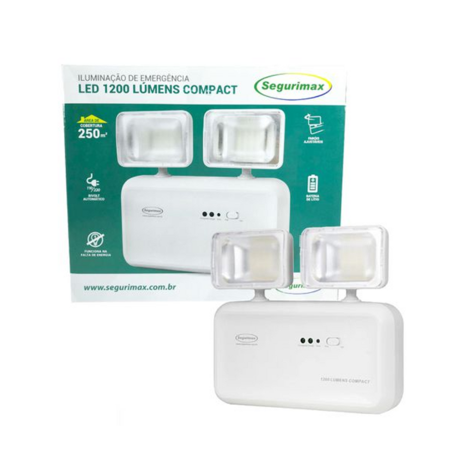 LUZ DE EMERGENCIA LED 2 FAROS 1200 LÚMENES COMPACTA 36829 SEGURIMAX