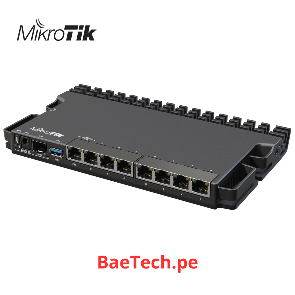 MIKROTIK RB5009UG+S+IN - CPU 4 NÚCLEOS, 8 PUERTOS GIGABIT, 1 SFP+, SOLO ROUTEROS V7 · PROCESADOR QUAD CORE ARM, VARIABLE · 7 PUERTOS GIGABIT, 1 MULTIGIGABIT RJ45, 1 SFP+ 10G
