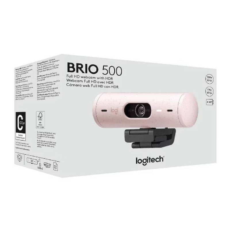 LOGITECH BRIO 500 CAMARA WEB FULL HD 1080P FHD 1080P USB-C ROSA (960-001418)