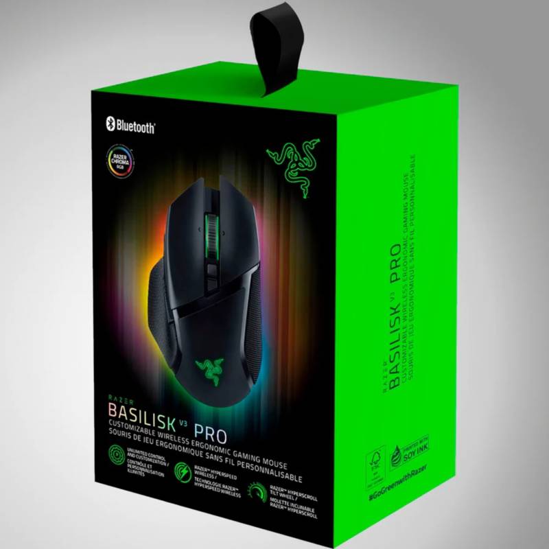 RATÓN RAZER BASILISK V3 PRO INALÁMBRICO 30K DPI FOCUS+ HYPERSCROLL CHROMA NEGRO (RZ01-04620100-R3U1)