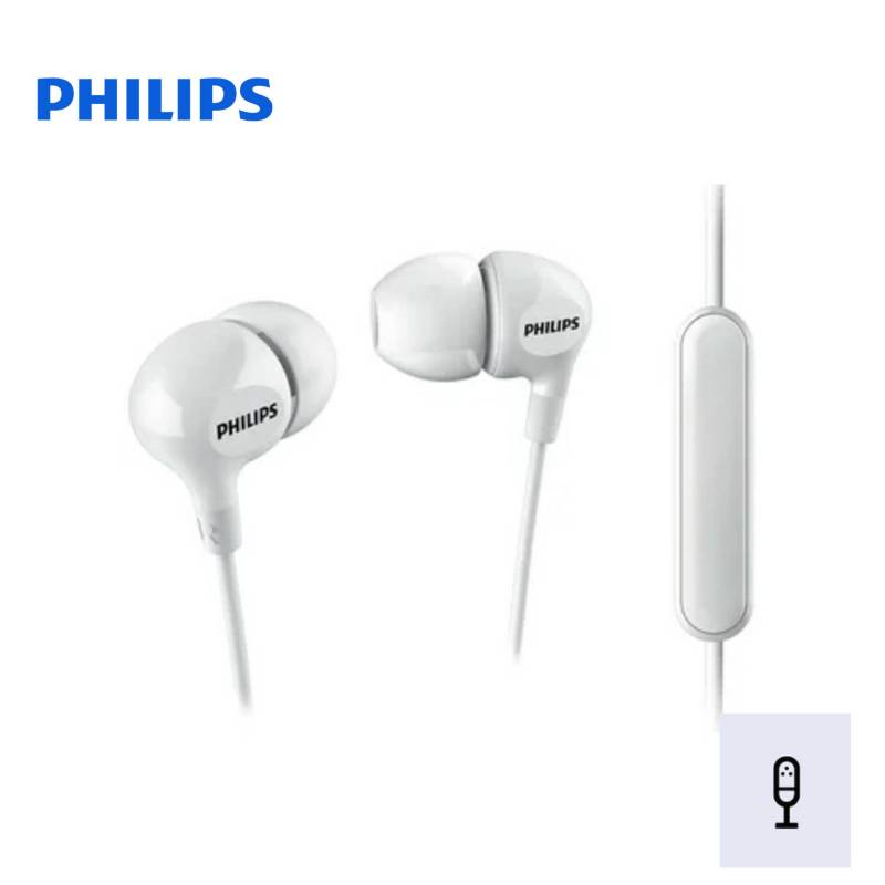 AUDIFONO C/MICROF. PHILIPS IN-EAR SHE3555WT BAJO 3.5MM BLANCO BRILLO