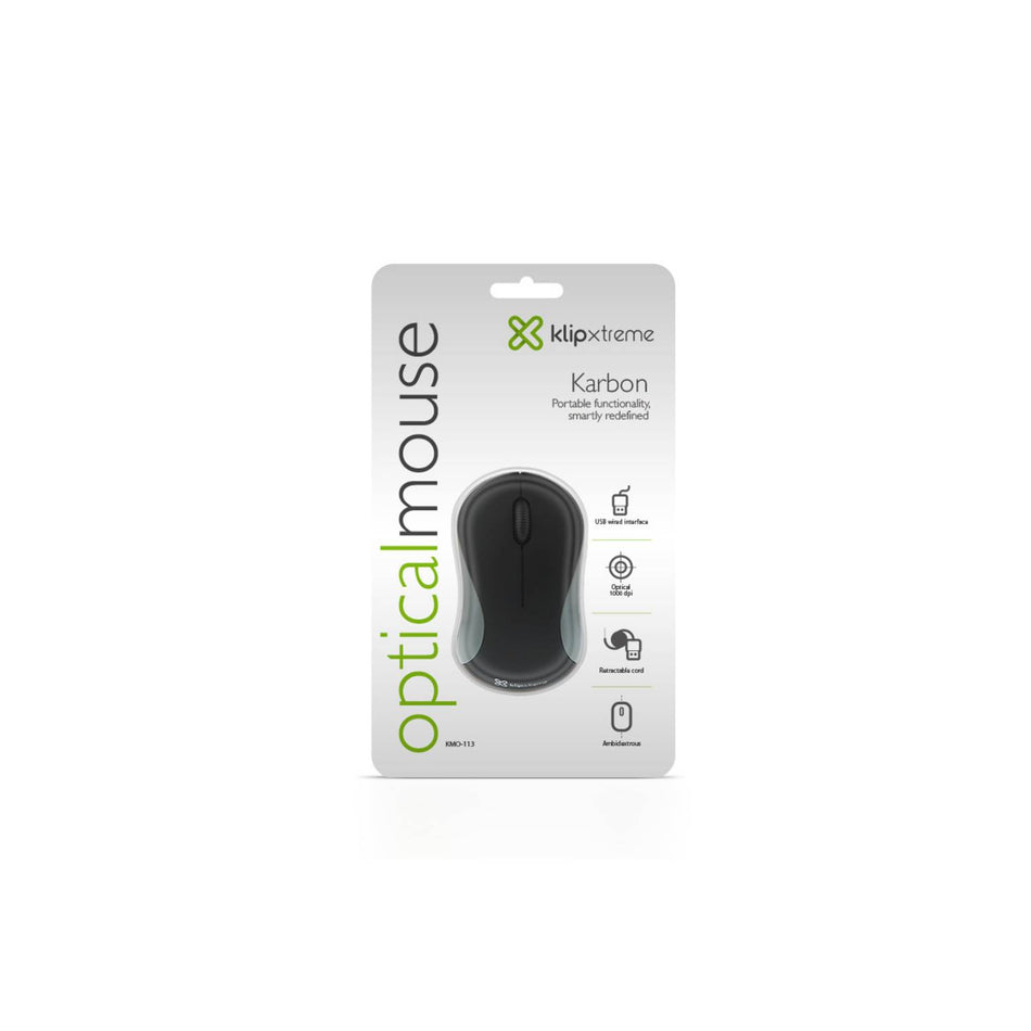 Mouse Cableado USB Retractil Klip Xtreme KMO-113