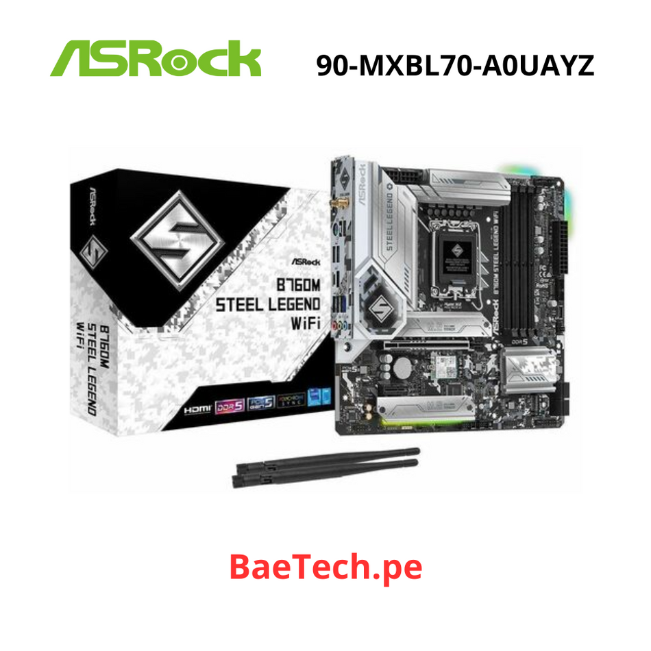 PLACA MADRE INTEL LGA 1700 ASROCK B760M STEEL LEGEND WIFI D5 | DDR5 | BUSS 3600MHZ | RGB | (90-MXBL70-A0UAYZ)