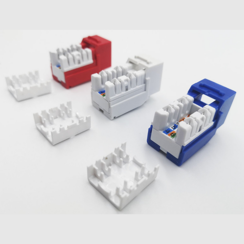 Jack rj45 Categoria 6 SATRA 0102010004 Conector hembra disponible en color azul, rojo, negro y blanco