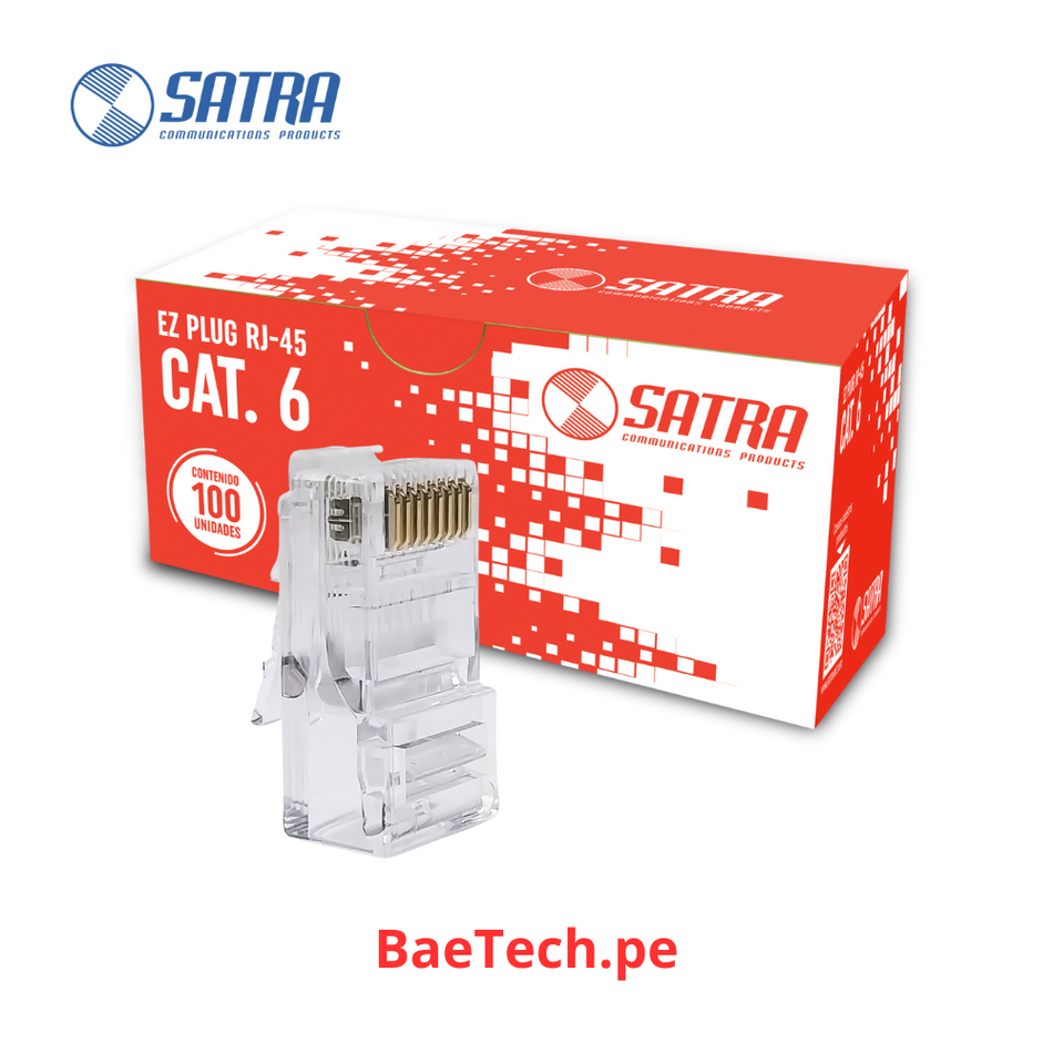 EZ Conector Plug RJ45 CAT 6 con Secuencia de Colores Caja x 100unid - SATRA 102040002