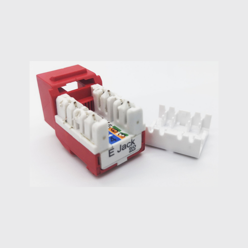 Jack rj45 Categoria 5E Modular SATRA 0101010004 Conector hembra disponible en color azul, rojo, blanco y marfil