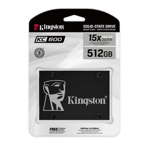 Unidad en estado solido Kingston KC600, 512GB, SATA 6.0 Gbps, 2.5", 7mm.