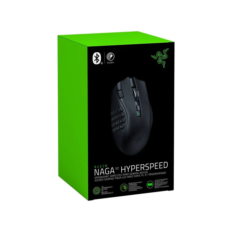 RATÓN RAZER NAGA V2 MMO 30K DPI 19 BOTONES HYPERSPEED INALÁMBRICO NEGRO (RZ01-03600100-R3U1)