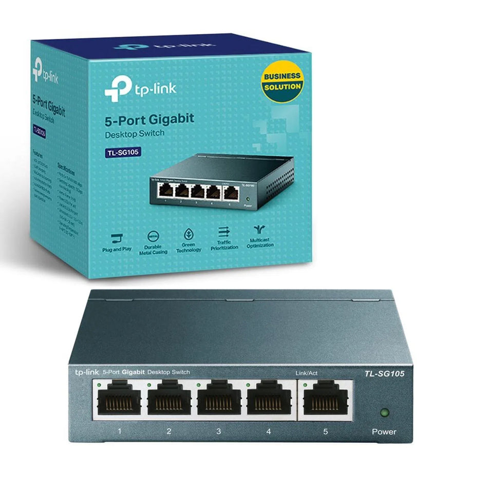 Switch gigabit de 5 puertos TP-LINK SG105 10/100/1000Mbps metal auto MDI/MDIX