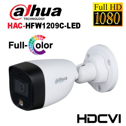 DAHUA HAC-HFW1209C-LED Camara de vigilancia 2MP 0280B tubo HDCVI FULL HD FULL COLOR LED 20mts