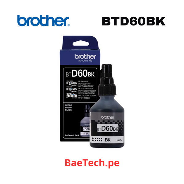 Botella de Tinta Brother BTD60BK Negro rinde 6500 páginas