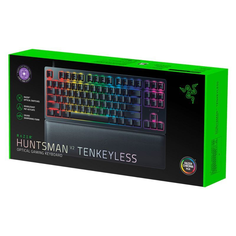 TECLADO RAZER HUNTSMAN V2 TKL OPTO MECANICO INTERRUPTOR MORADO US CHROMA NEGRO (RZ03-03940400-R3U1)