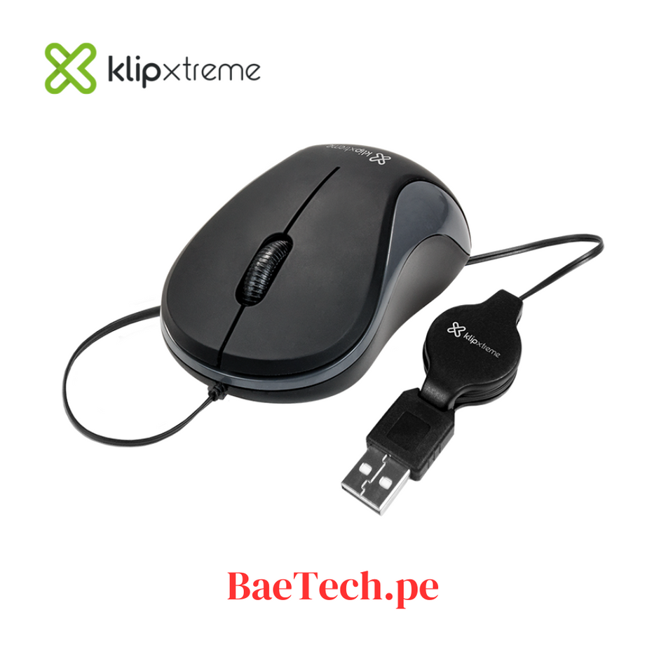 Mouse Cableado USB Retractil Klip Xtreme KMO-113