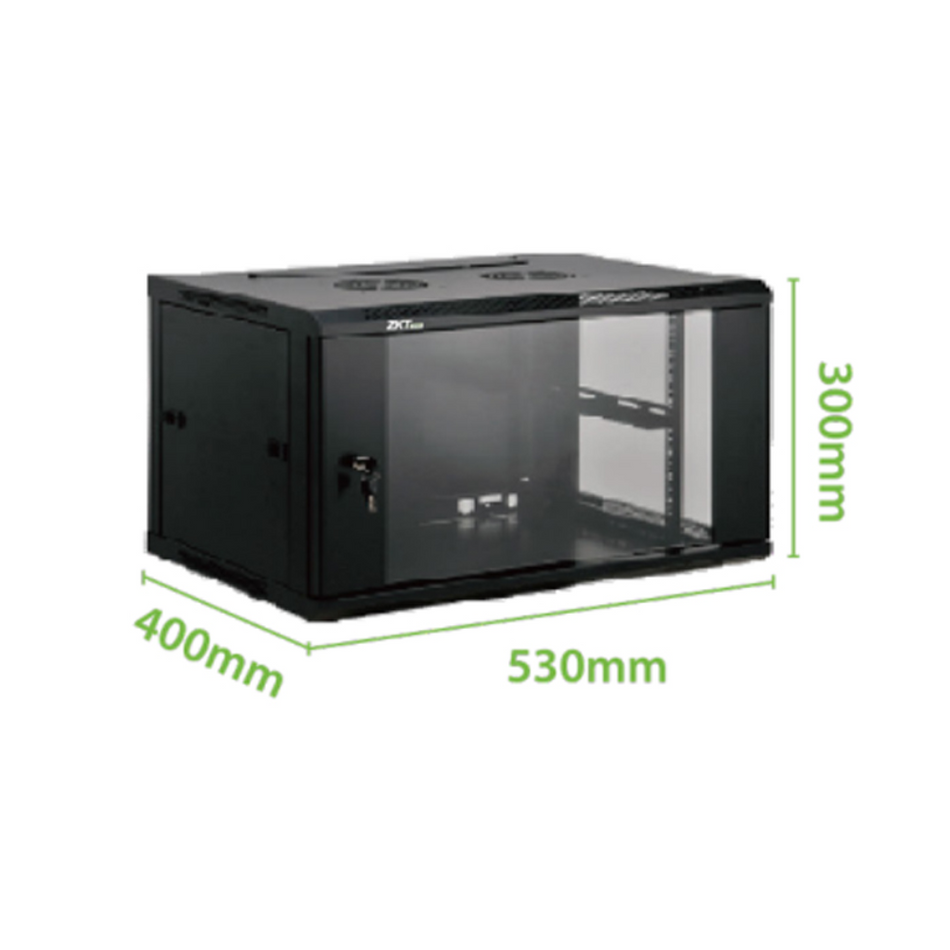 ZKTECO ZK-R6U-5406A Gabinete 6RU Puerta de vidrio Ancho 530mm x Profu 400mm x Alto 300mm