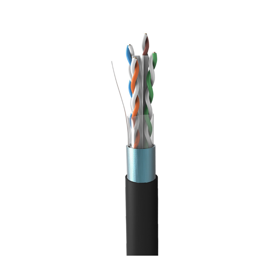 CABLE SOLIDO F-UTP/PE 23AWG CAT6 NEGRO EXTERIOR ROLLO 305 MTS SATRA - 0202053010