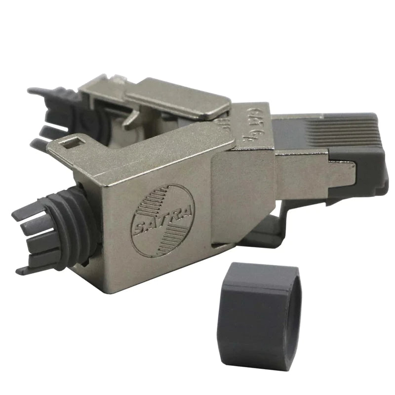 Conector plug macho rj45 Categoria 6A SATRA 103040001 blindado. No requiere herramienta para su terminacion