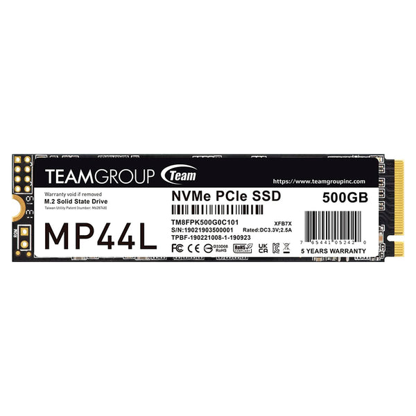 Unidad de estado solido TEAMGROUP MP44L 500GB, M.2, PCI-E 4.0 x4 con NVMe 1.4