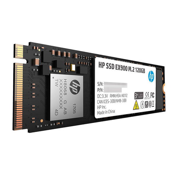 Unidad en estado solido HP EX900, 120GB, M.2, 2280, PCIe Gen 3x4, NVMe 1.3.