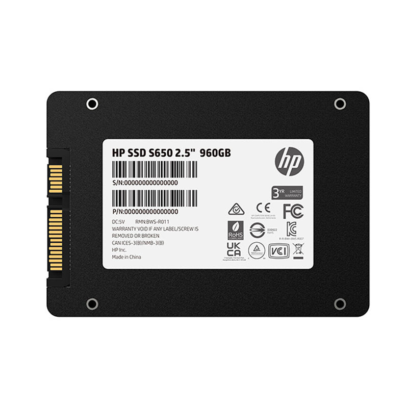 Unidad en estado solido HP SSD S650 2.5" 960GB SATA III 6Gb/s