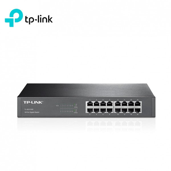 Switch gigabit de 16 puertos TP-LINK SG1016D montaje en rack 13" auto MAC y MDI/MDIX