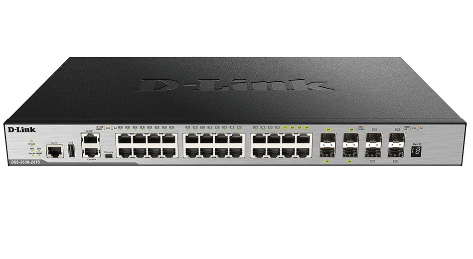 D-LINK DGS-3630-28TC-SI - Switch Capa L3 20 RJ-45 GbE 4 SFP GbE 4 puertos SFP 10 GbE