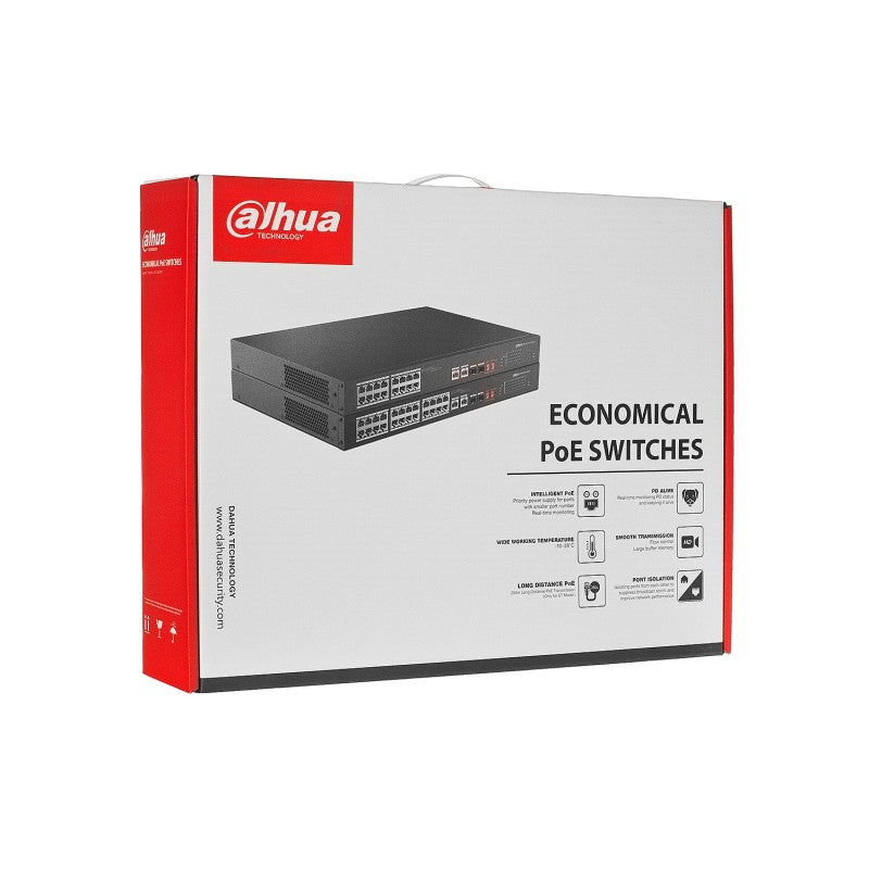 DAHUA PFS3226-24ET-240 - SWITCH GB CAPA 2/24PT POE GIGA/802.3af/at/240W