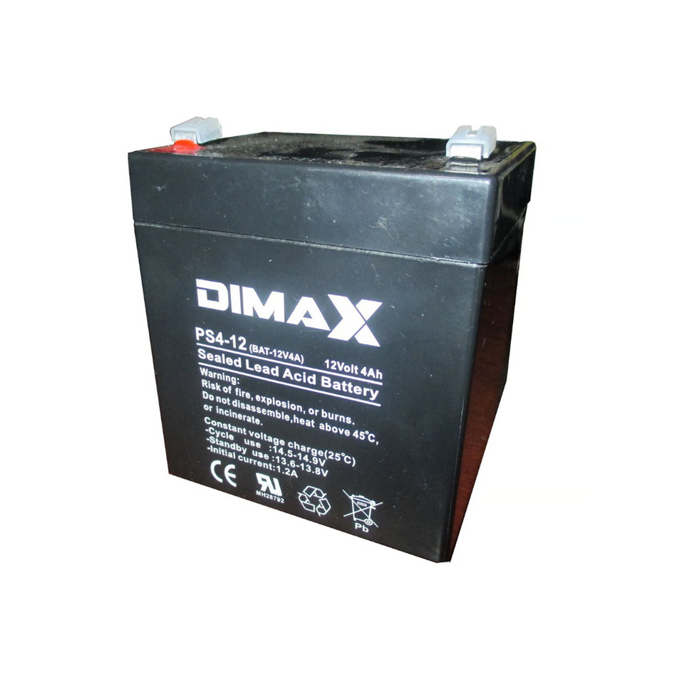 DIMAX BAT-12V4A - BATERIA SECA RECARGABLE 12 VOLTIOS 4.2 AMPERIOS, IDEAL PARA PANELES DE ALARMAS Y CERCOS ELECTRICOS