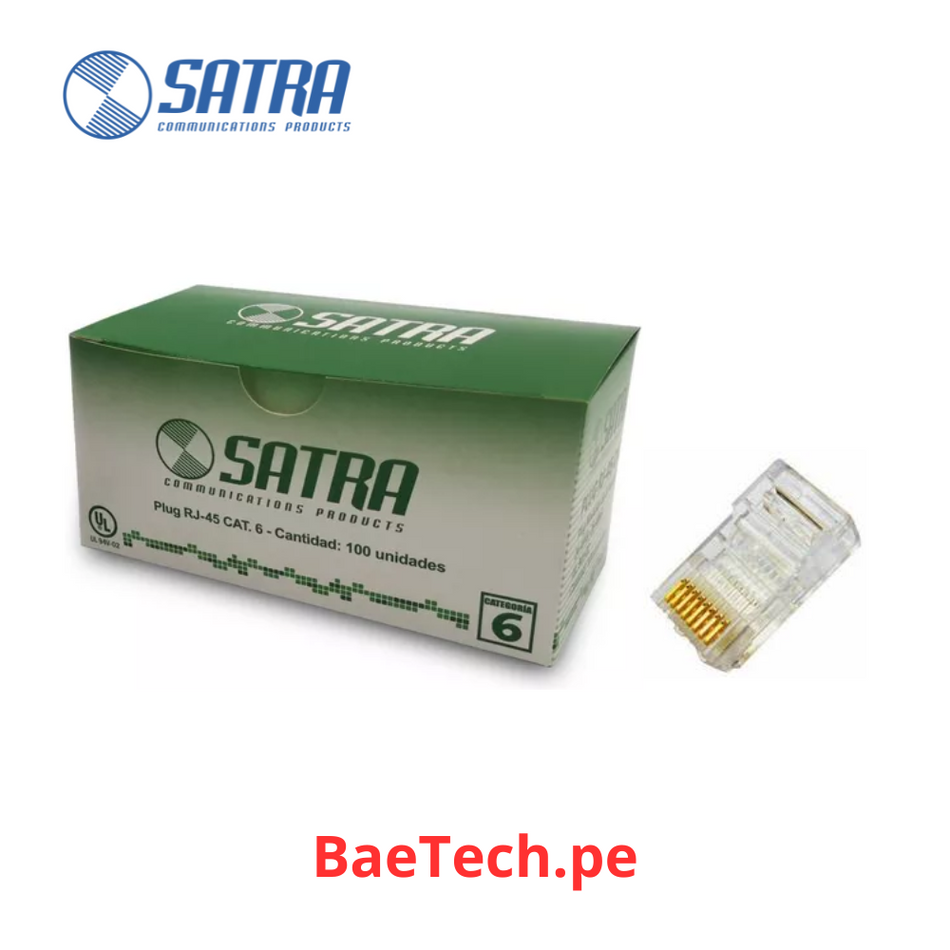 Conector plug rj45 Categoria 6 SATRA 102040001 Conector macho caja x 100 unidades