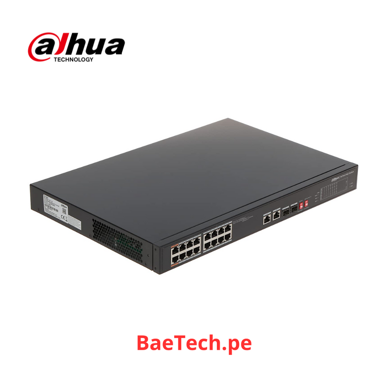 DAHUA PFS3218-16ET-135 - SWITCH POE /16P POE 10/100 MBPS /2 PUERTOS SFP /802.3af/at/135W