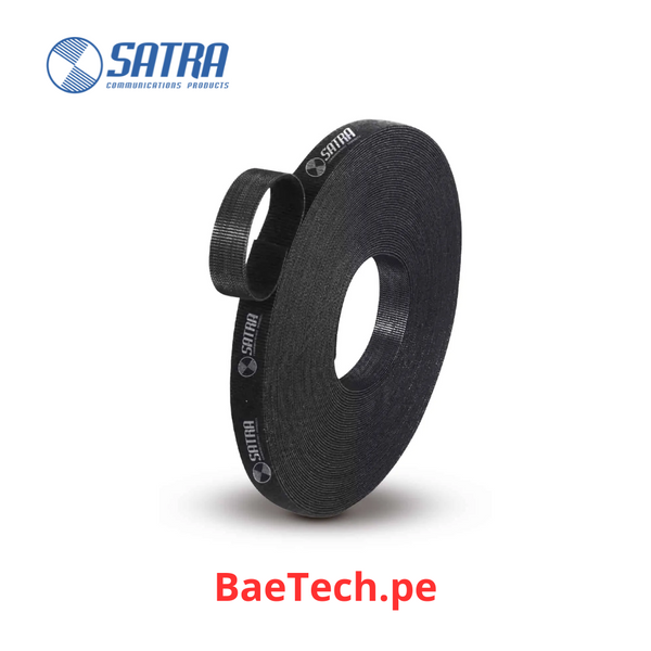 Cinta adhesiva doble contacto Easycut tipo velcro de 10mm (3/8") de ancho x 5m de largo SATRA, 1703011005 Color negro, para ordenar cables