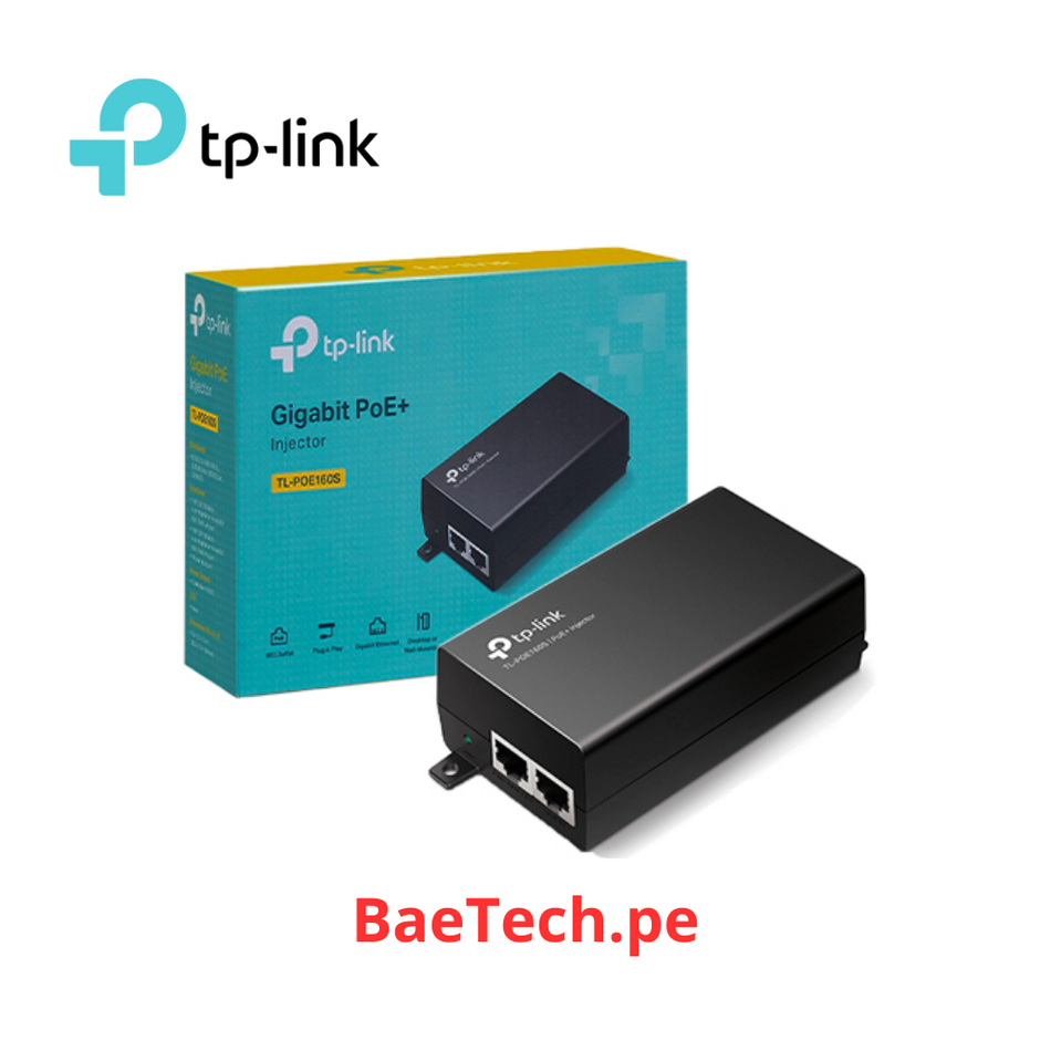 TP-LINK TL-POE160S Inyector poe+ 30W hasta 100mts 2 puertos gigabit