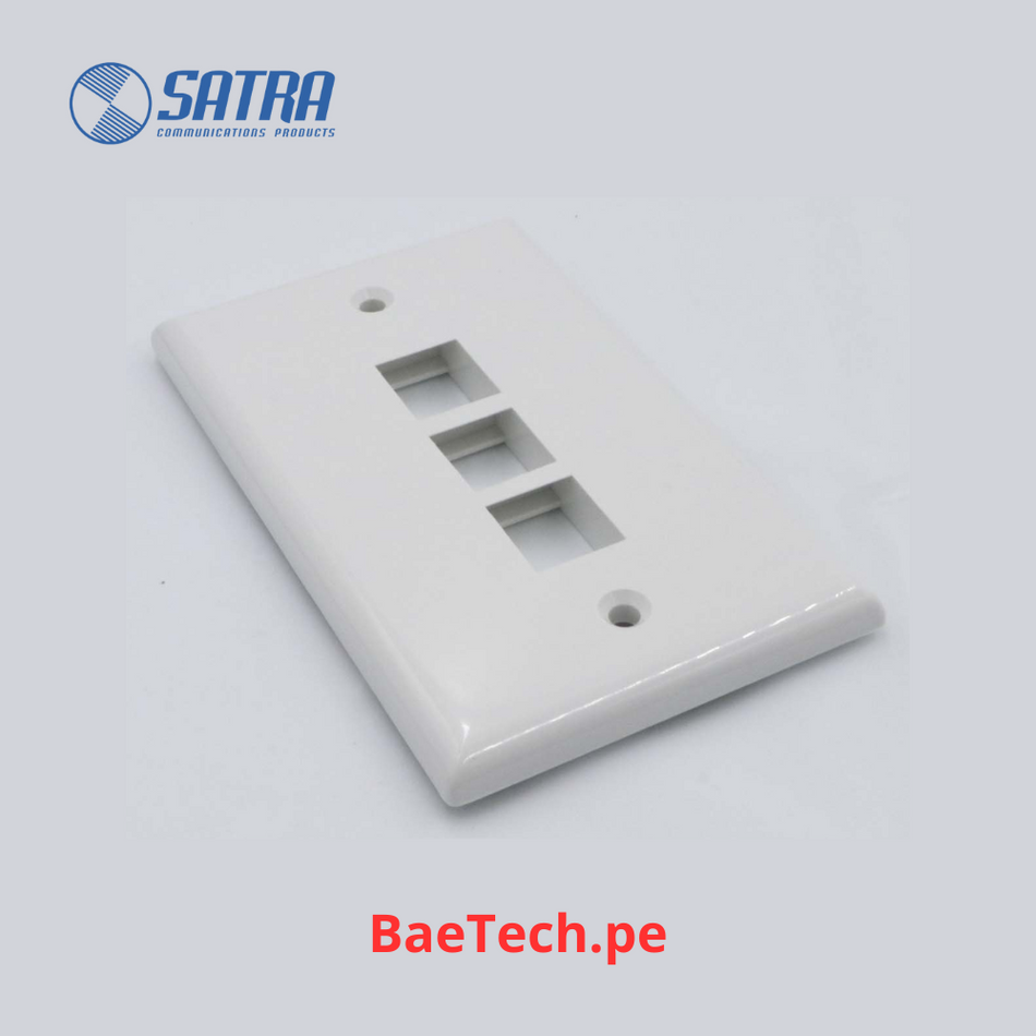 Faceplate Placa Frontal de Pared Simple 3 Puntos Blanco SATRA 111020301